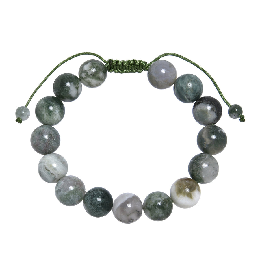 Tree Line Agate Stone Braided Bracelet B4150-Tree Line Agate