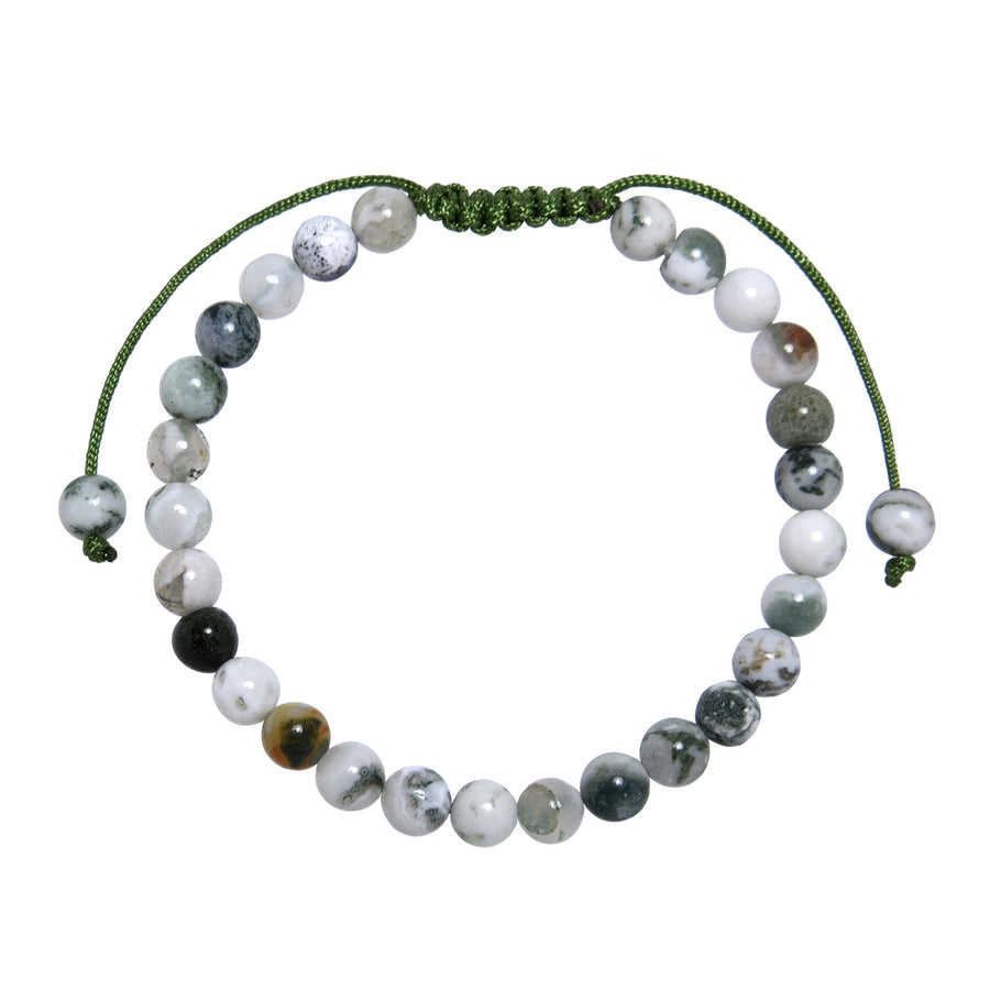 Tree Line Agate Stone Braided Bracelet B4150-Tree Line Agate