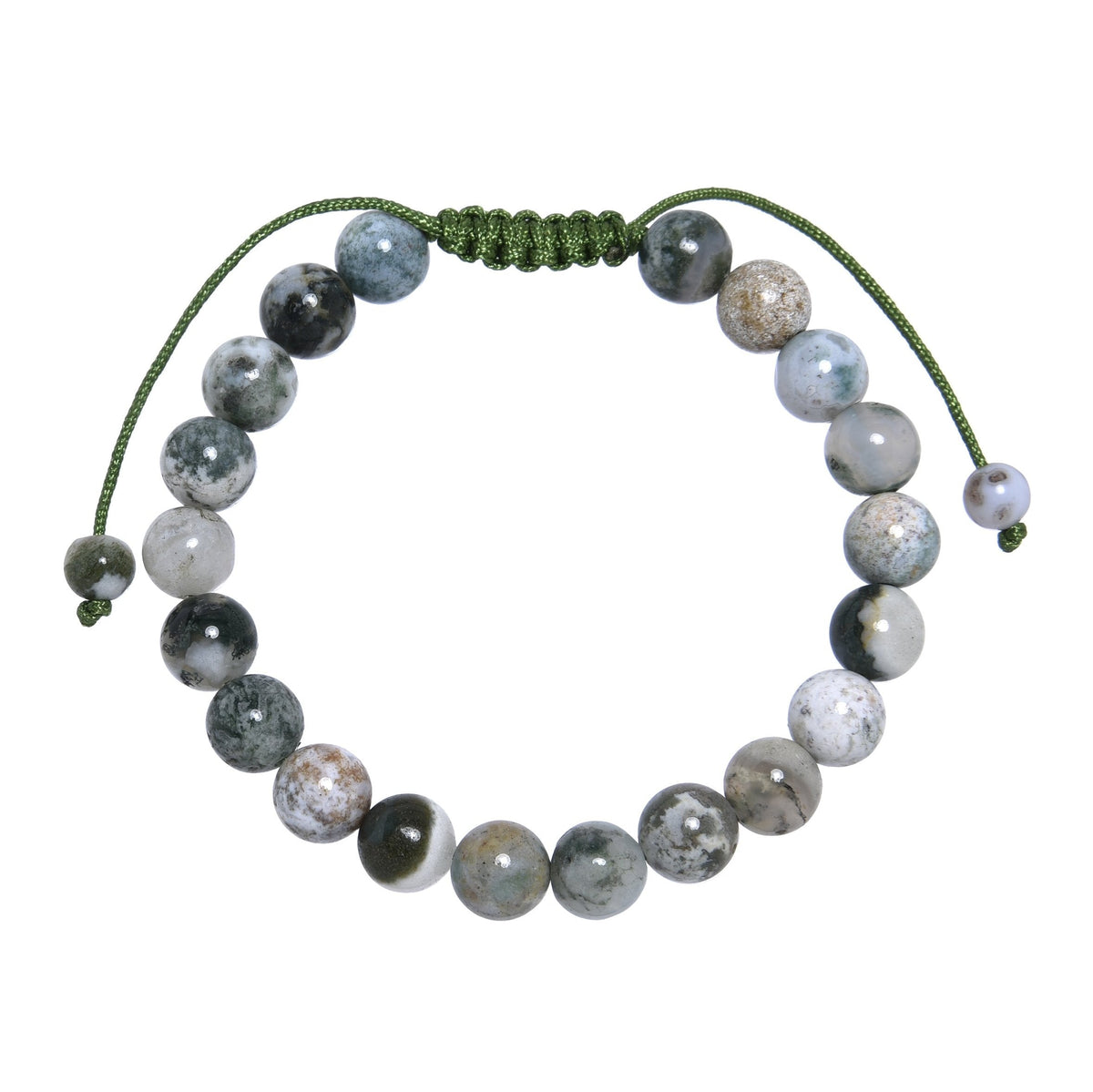 Tree Line Agate Stone Braided Bracelet B4150-Tree Line Agate - 8MM
