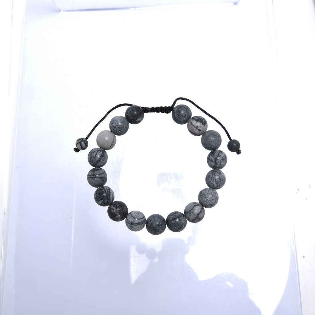 Black Network Stone-Matte Braided Bracelet B4153-10MM - view 8
