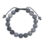 Black Network Stone-Matte Braided Bracelet B4153-Black Network Stone-Matte - 10MM