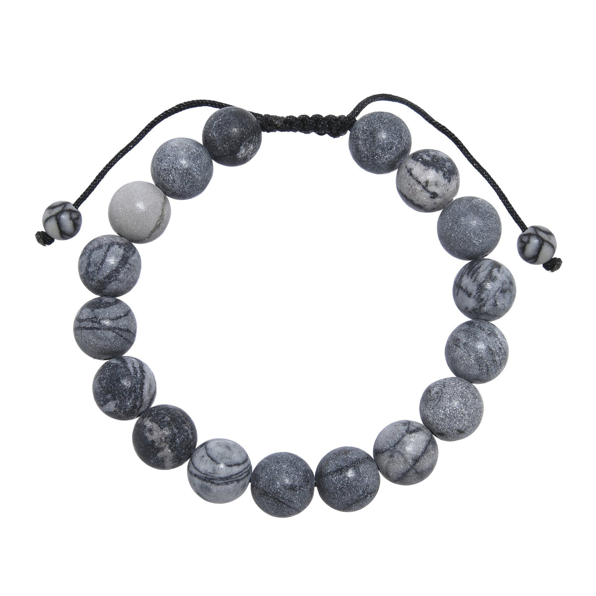Black Network Stone-Matte Braided Bracelet B4153-Black Network Stone-Matte - 10MM