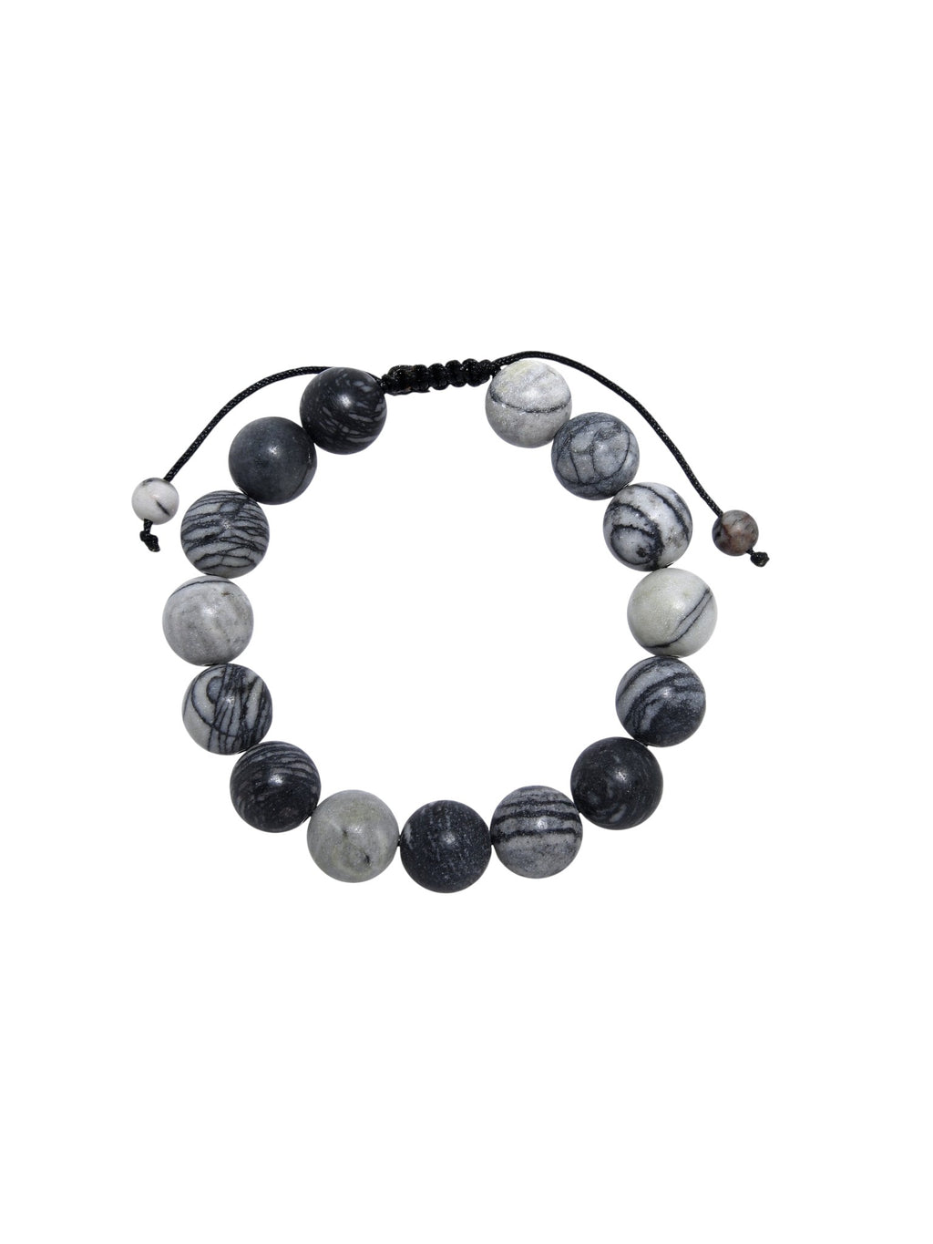 Black Network Stone-Matte Braided Bracelet B4153-Black Network Stone-Matte - 12MM