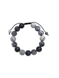 Black Network Stone-Matte Braided Bracelet B4153-Black Network Stone-Matte - 12MM