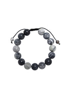 Black Network Stone-Matte Braided Bracelet B4153-Black Network Stone-Matte - 12MM