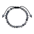 Black Network Stone-Matte Braided Bracelet B4153-Black Network Stone-Matte - 6MM