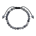 Black Network Stone-Matte Braided Bracelet B4153-Black Network Stone-Matte - 6MM