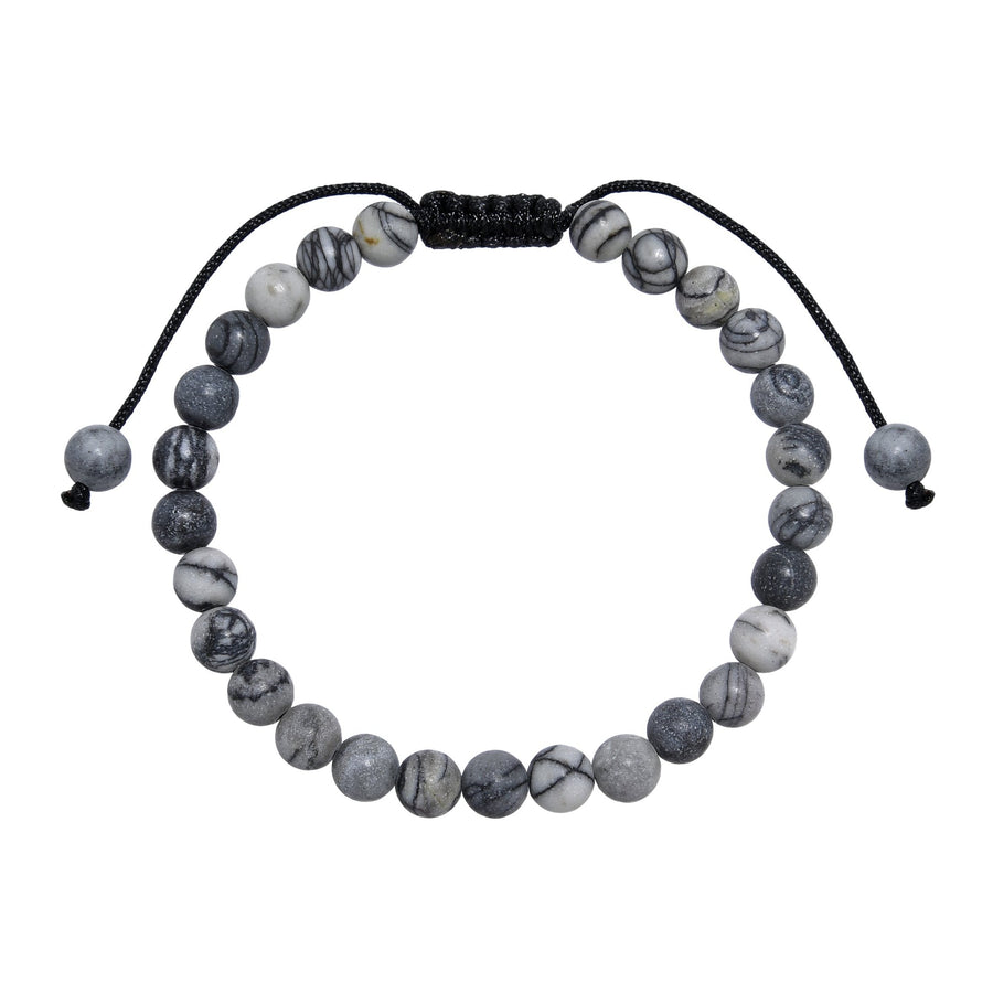 Black Network Stone-Matte Braided Bracelet B4153-Black Network Stone-Matte