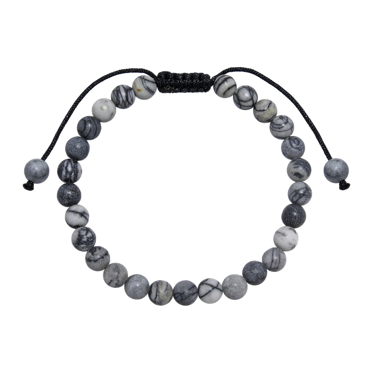 Black Network Stone-Matte Braided Bracelet B4153-8MM - view 4