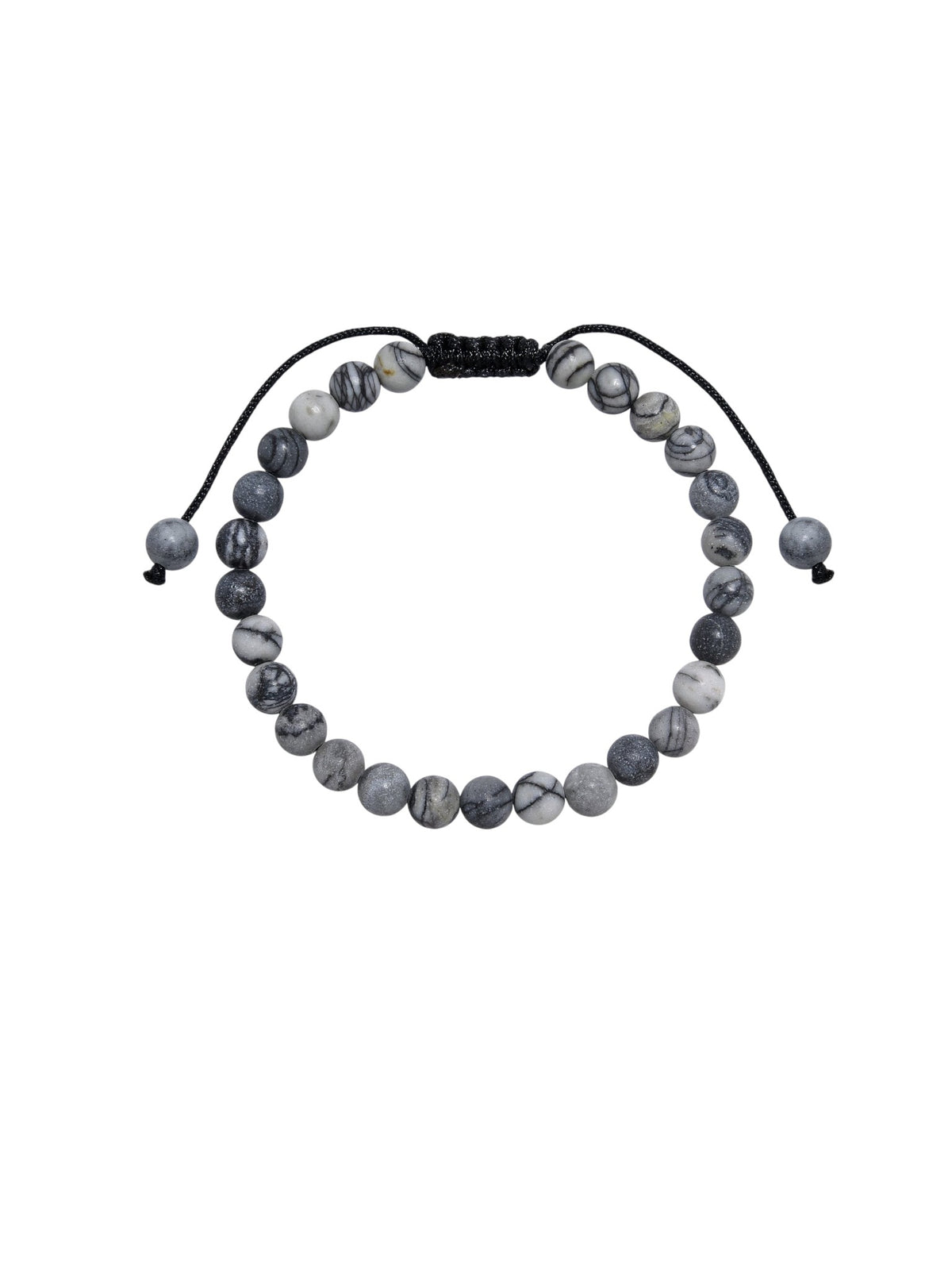 Black Network Stone-Matte Braided Bracelet B4153-12MM - view 2