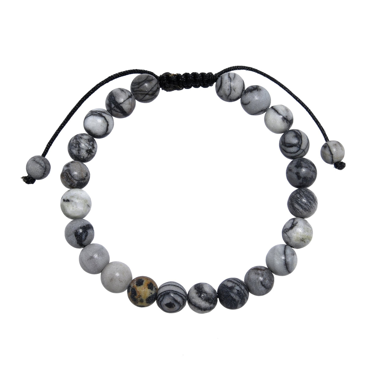 Black Network Stone-Matte Braided Bracelet B4153-Black Network Stone-Matte - 8MM