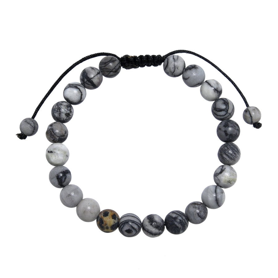 Black Network Stone-Matte Braided Bracelet B4153-Black Network Stone-Matte