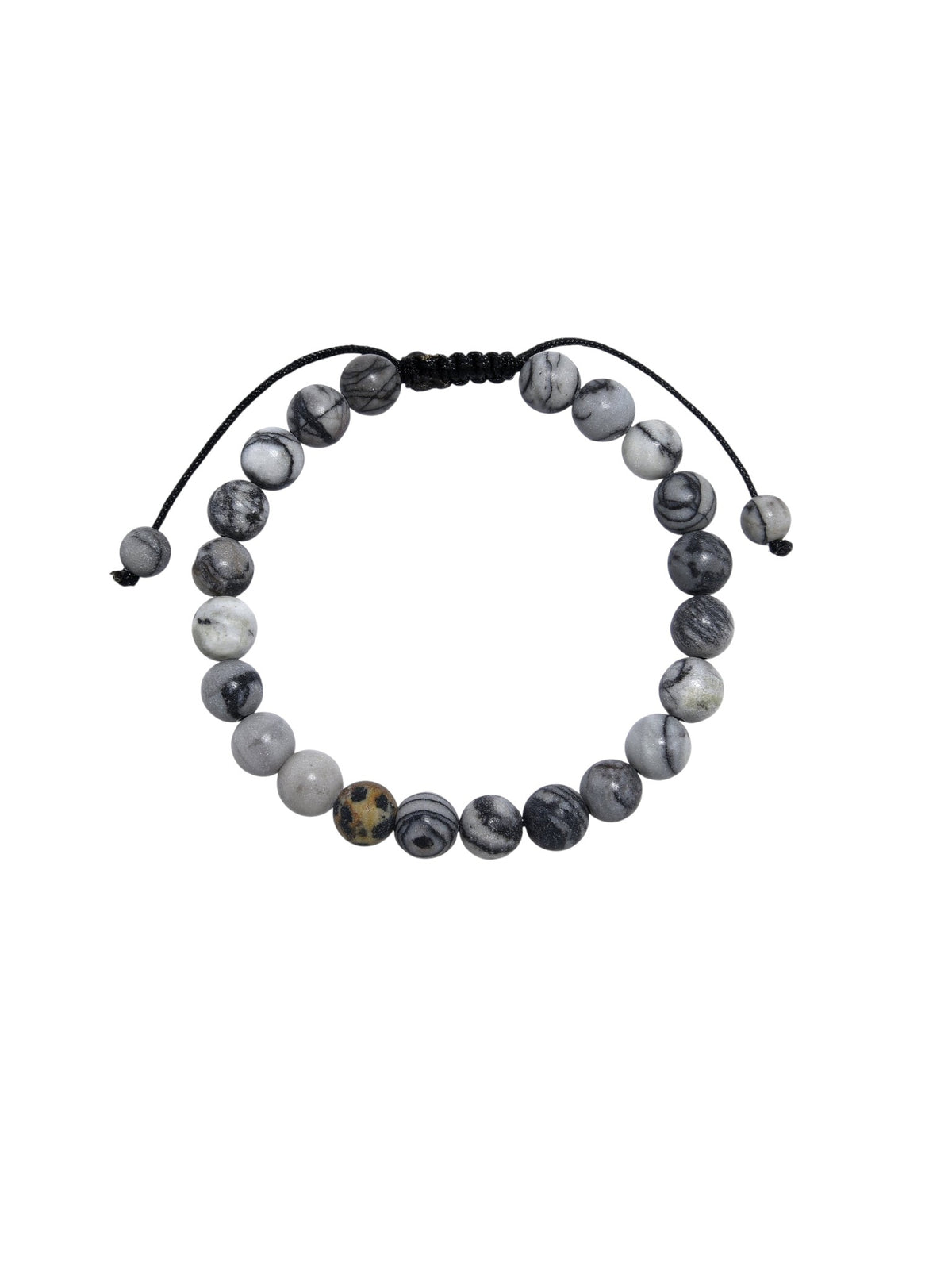 Black Network Stone-Matte Braided Bracelet B4153-12MM - view 3
