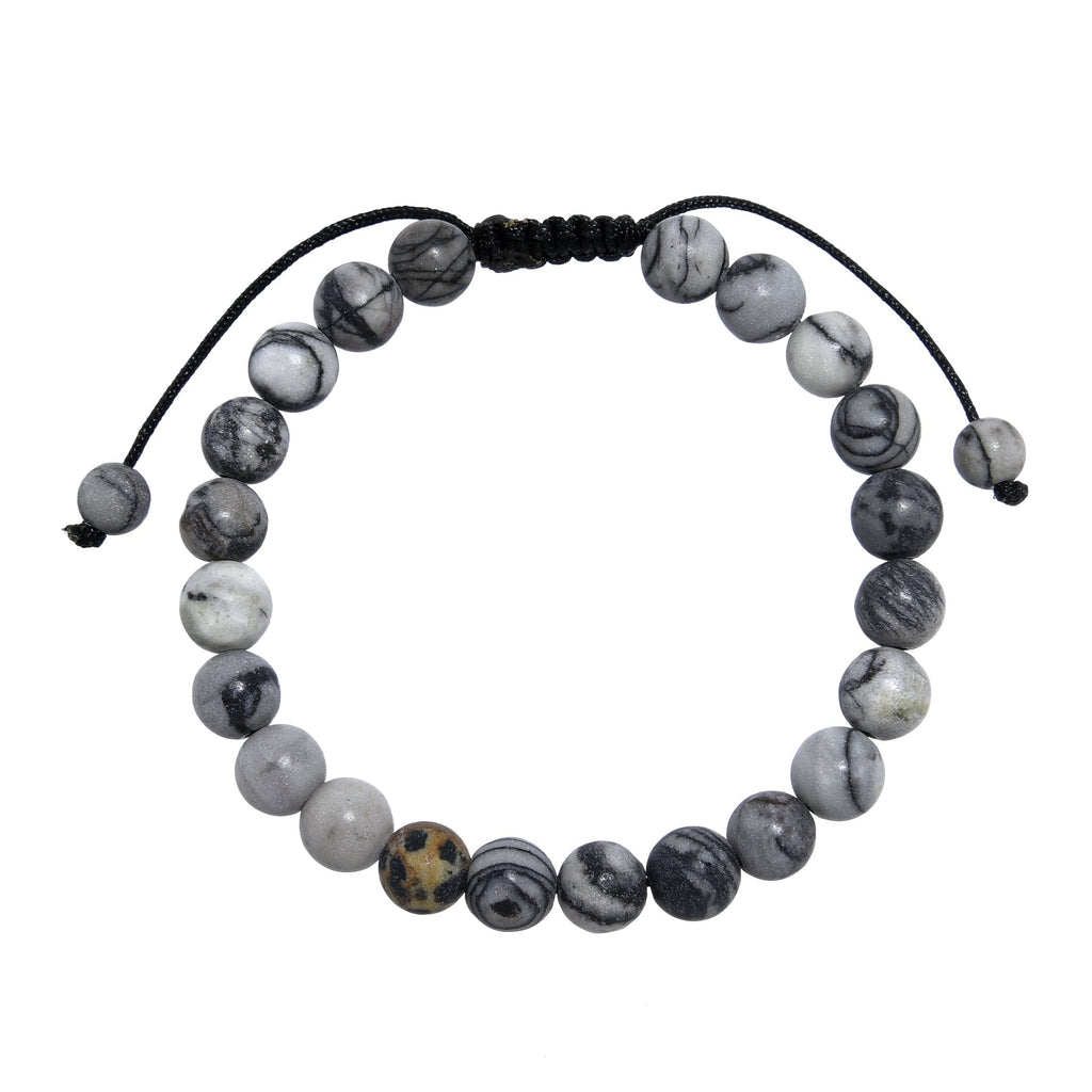 Black Network Stone-Matte Braided Bracelet B4153-6MM - view 4