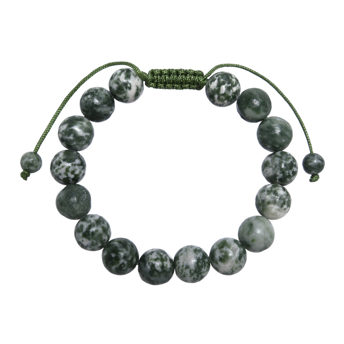 Greenspot Jasper Stone Braided Bracelet B4162-Greenspot Jasper - 10MM