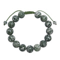 Greenspot Jasper Stone Braided Bracelet B4162-Greenspot Jasper - 12MM