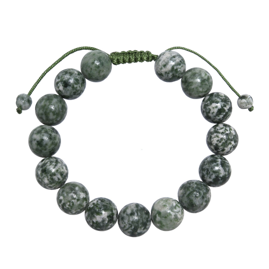 Greenspot Jasper Stone Braided Bracelet B4162-Greenspot Jasper
