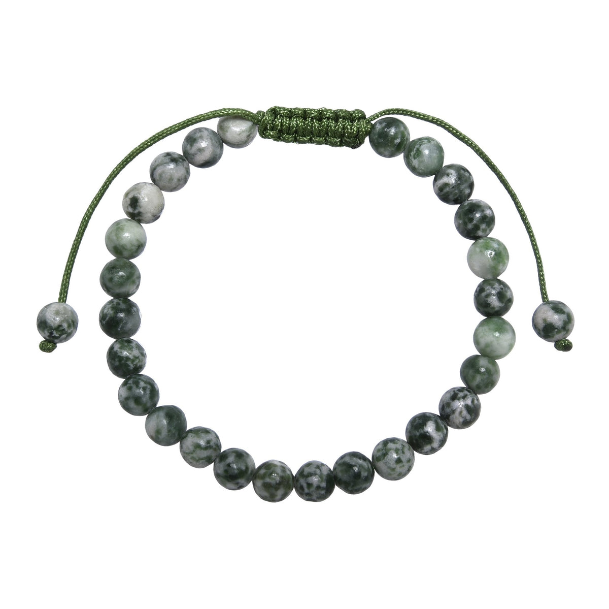 Greenspot Jasper Stone Braided Bracelet B4162-Greenspot Jasper - 6MM