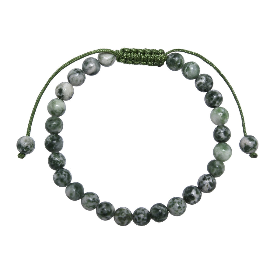 Greenspot Jasper Stone Braided Bracelet B4162-Greenspot Jasper