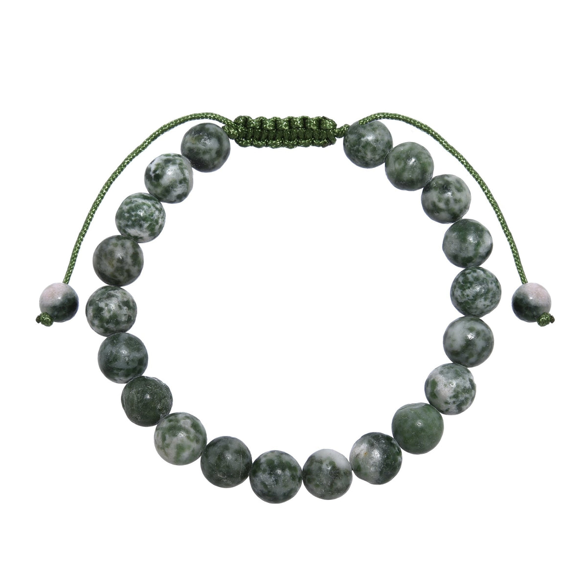 Greenspot Jasper Stone Braided Bracelet B4162-Greenspot Jasper - 8MM