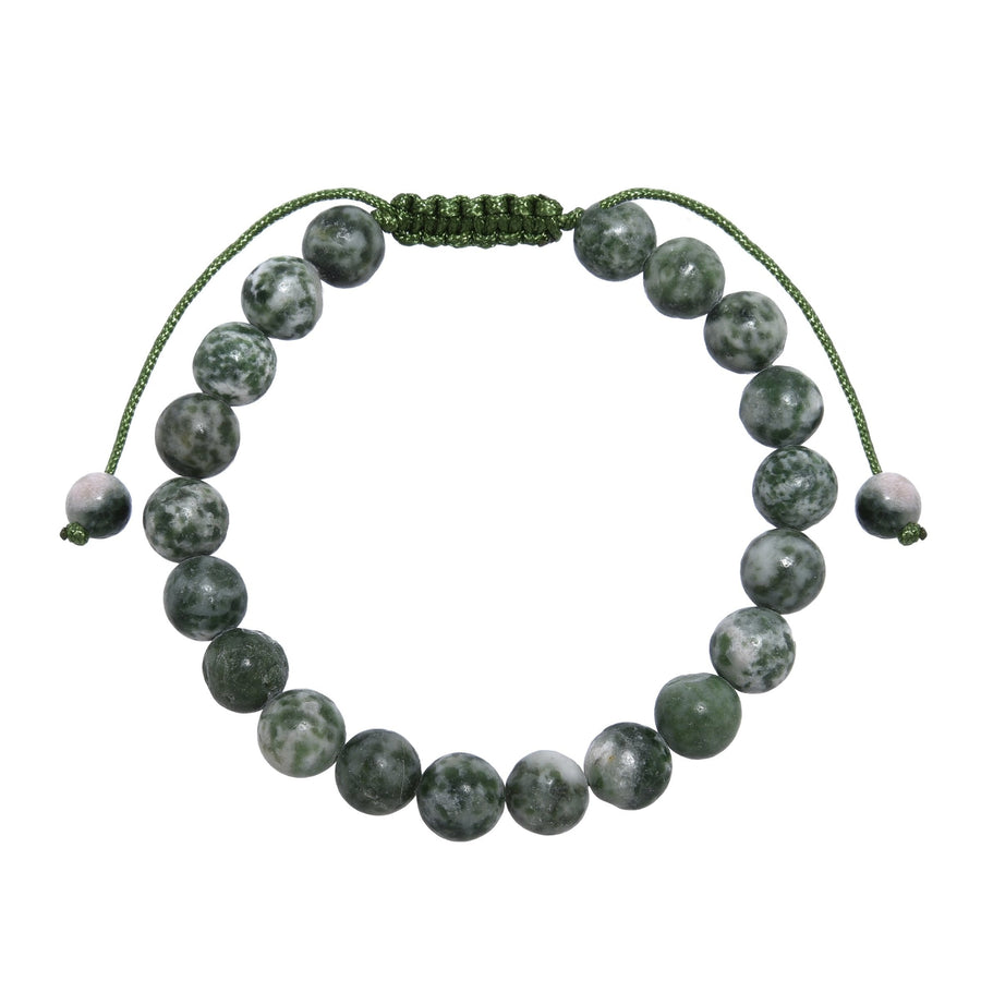 Greenspot Jasper Stone Braided Bracelet B4162-Greenspot Jasper