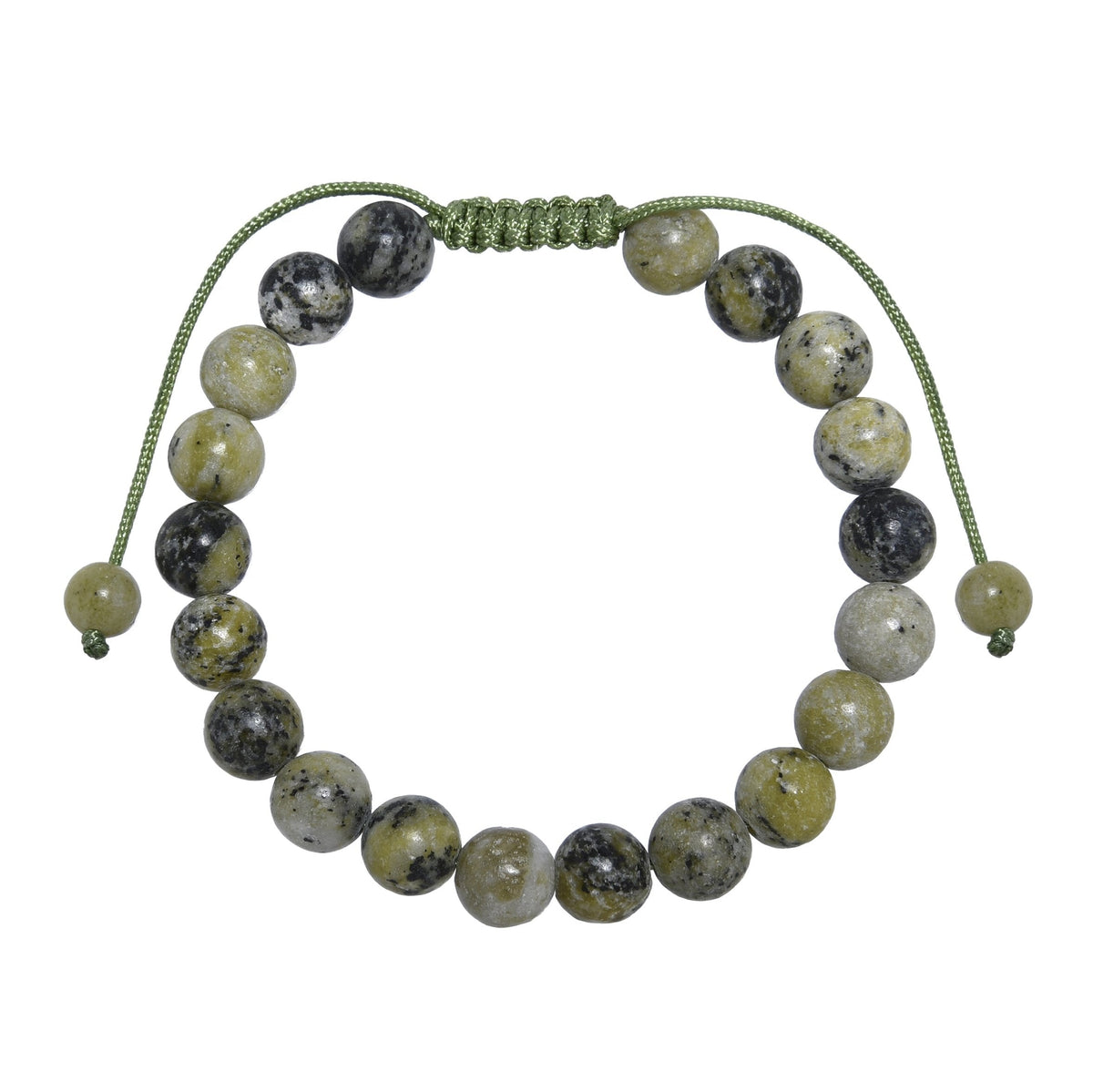 Grass Yellow Turquoise Stone Braided Bracelet B4169-Grass Yellow Turquoise - 8MM
