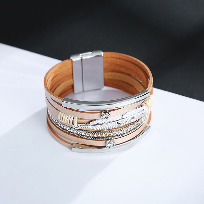 Feather Multilayer Leather Magnetic Bracelet B4189 - view 6