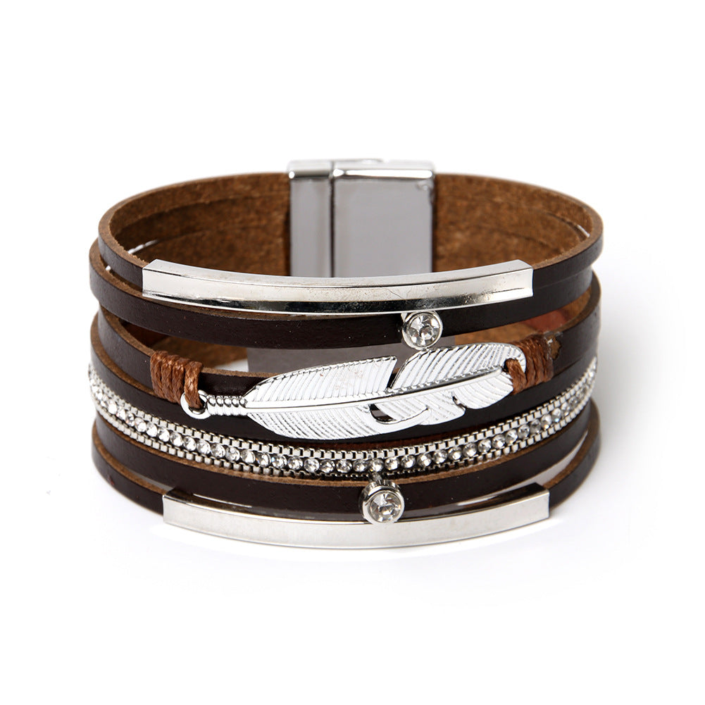 Feather Multilayer Leather Magnetic Bracelet B4189 - view 3