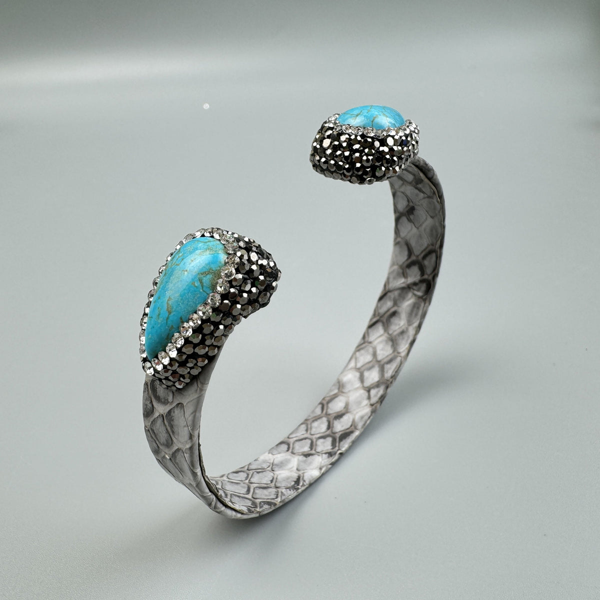 Turquoise Rhinestone Leather Cuff Bracelet B4231 – view 3