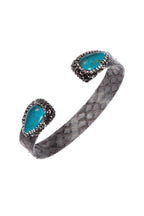 Turquoise Rhinestone Leather Cuff Bracelet B4231
