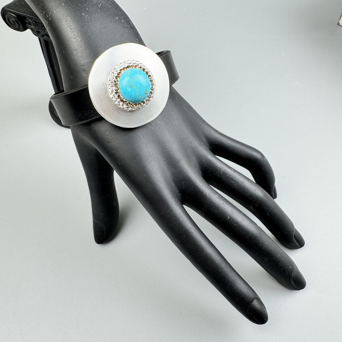 Geometric Turquoise Leather Snap Bracelet B4233 - view 8