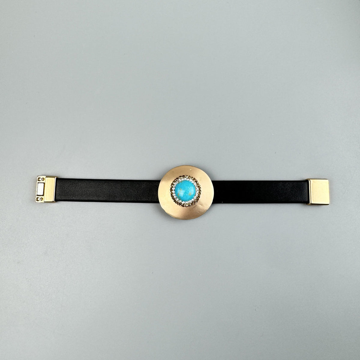 Geometric Turquoise Leather Snap Bracelet B4233 - view 12