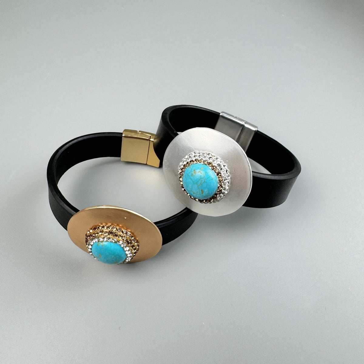 Geometric Turquoise Leather Snap Bracelet B4233 - view 11
