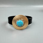 Geometric Turquoise Leather Snap Bracelet B4233 - view 3