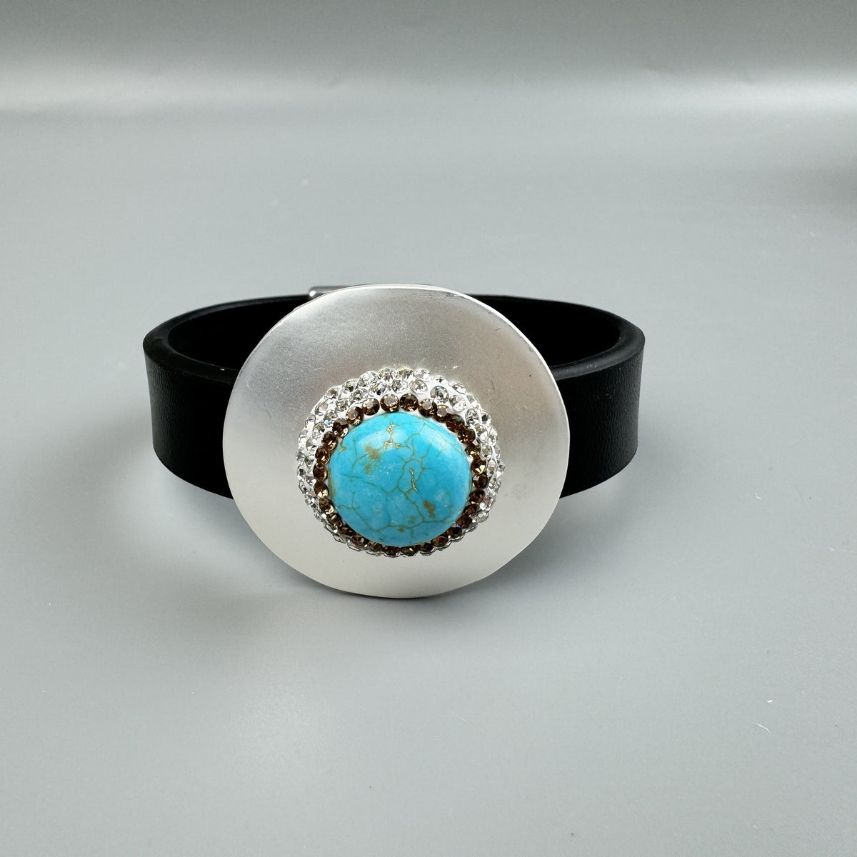Geometric Turquoise Leather Snap Bracelet B4233 - view 4