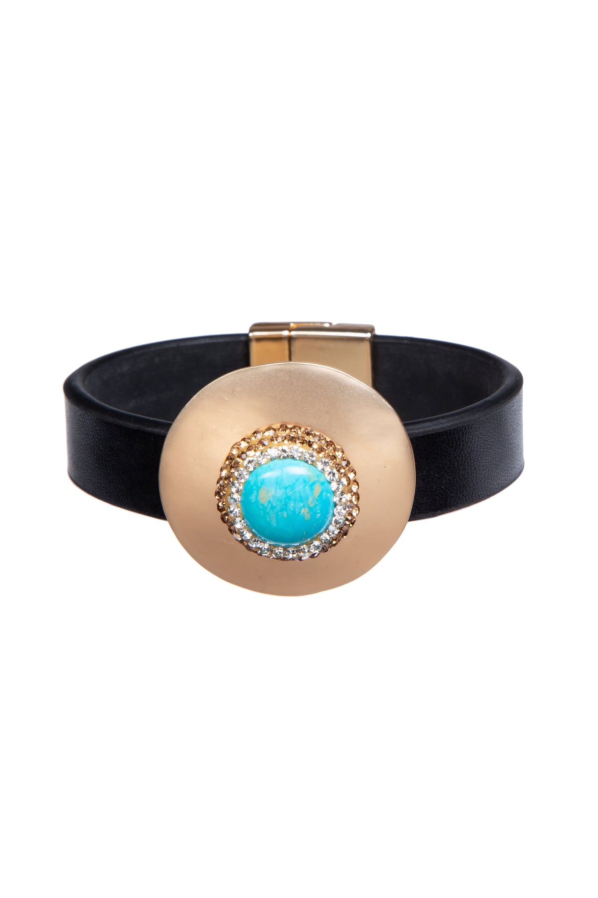Geometric Turquoise Leather Snap Bracelet B4233 - view 2