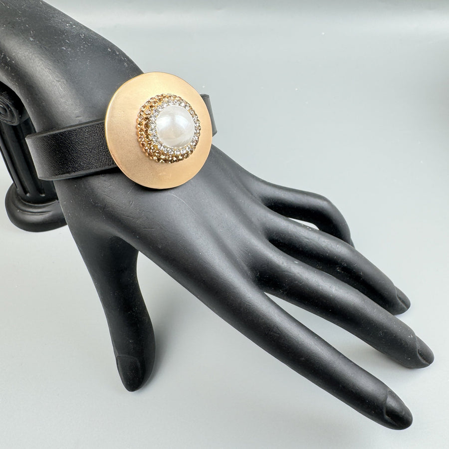 Geometric Leather Snap Bracelet B4234