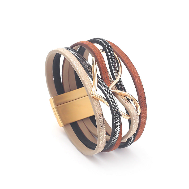 Heart-Shaped Multi-Layer Leatherette Magnetic Bracelet B4249 - view 9