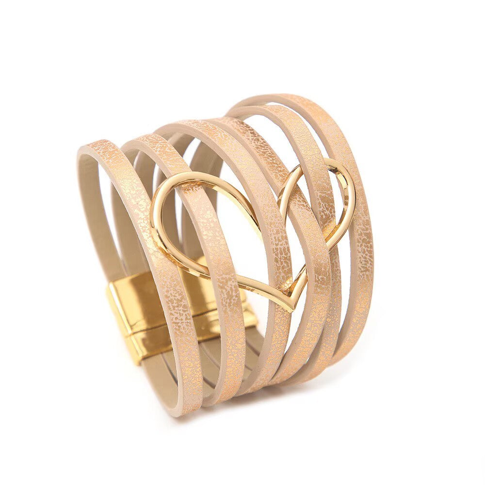 Heart-Shaped Multi-Layer Leatherette Magnetic Bracelet B4249 - view 4