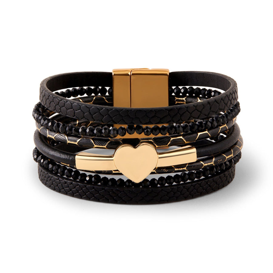 Heart-Shaped Leather Magnetic Bracelet B4285