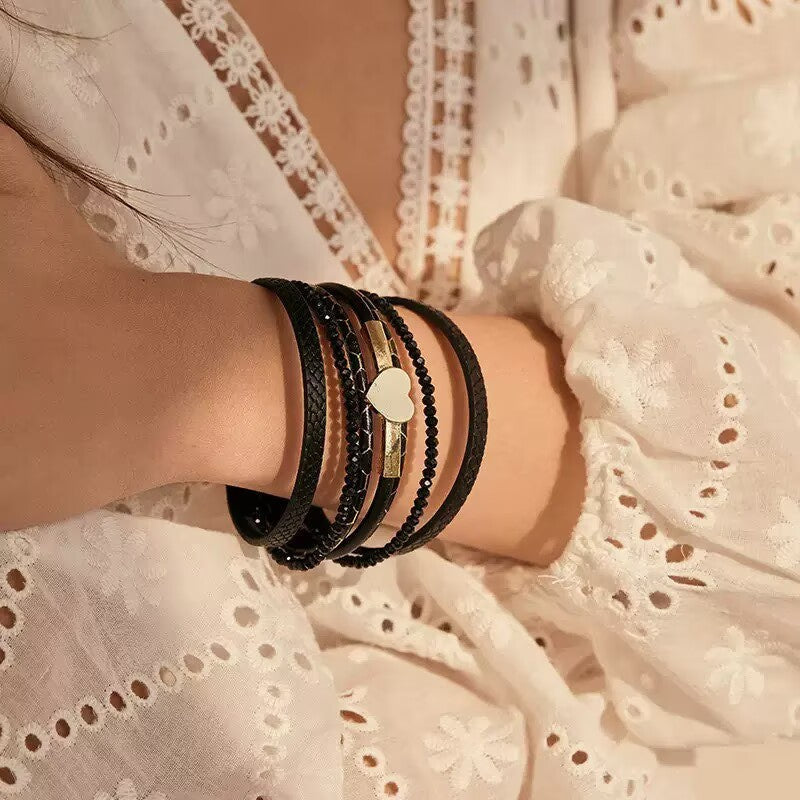 Heart-Shaped Leather Magnetic Bracelet B4285 - view 2