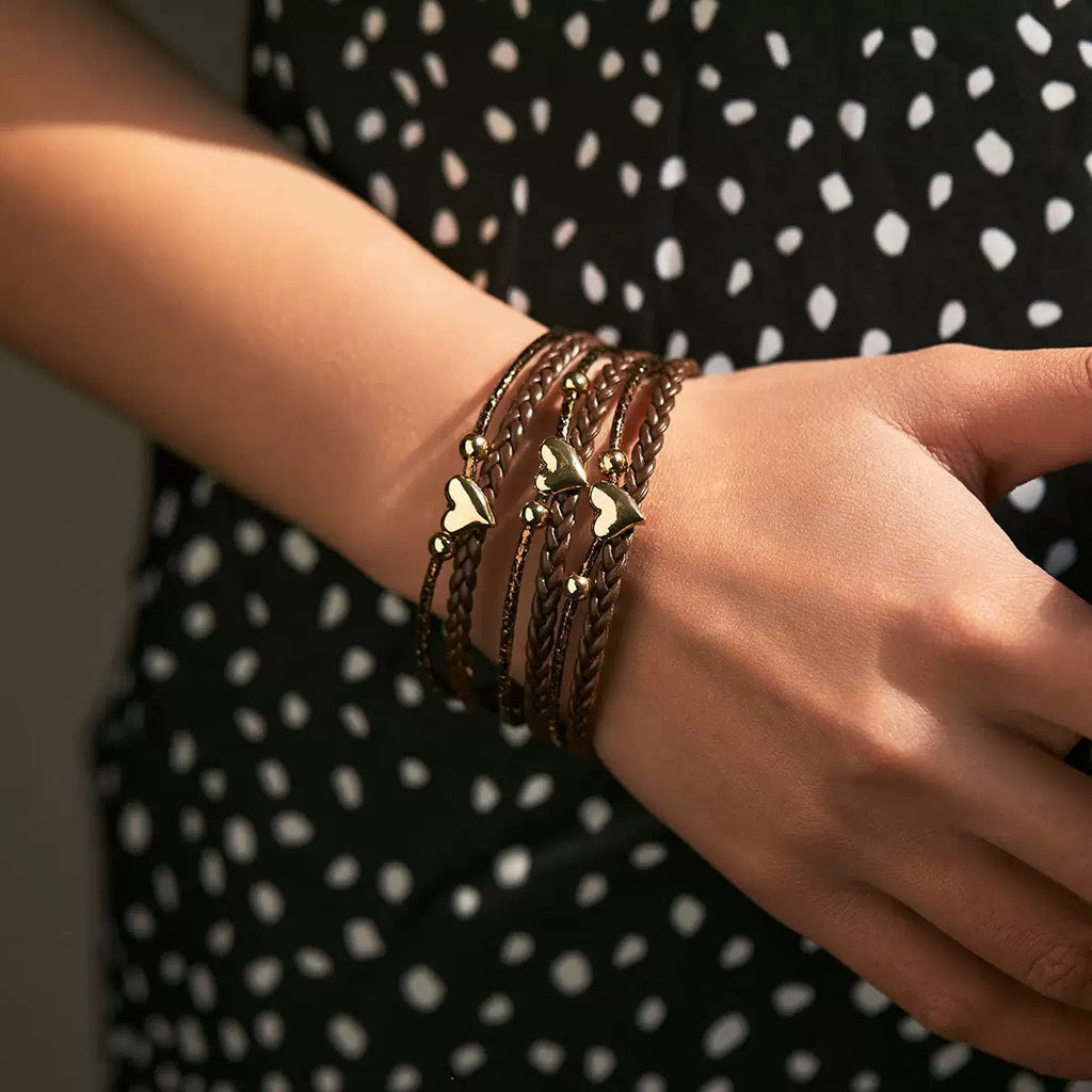Heart Bead Retro Leatherette Magnetic Bracelet B4288 - view 3