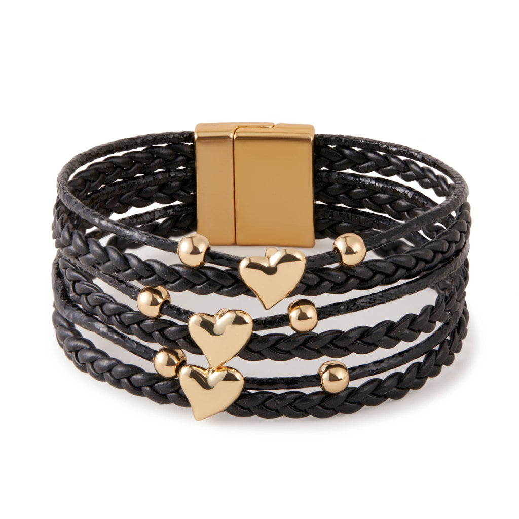 Heart Bead Retro Leatherette Magnetic Bracelet B4288 - view 2