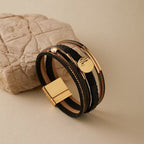 Round Vegan Leather Magnetic Bracelet B4290 - view 8