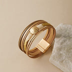 Round Vegan Leather Magnetic Bracelet B4290 - view 5