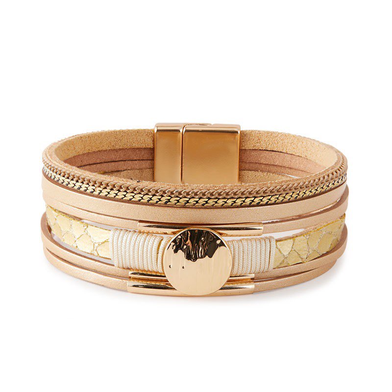 Round Vegan Leather Magnetic Bracelet B4290