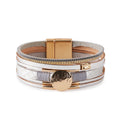 Round Vegan Leather Magnetic Bracelet B4290 - view 2