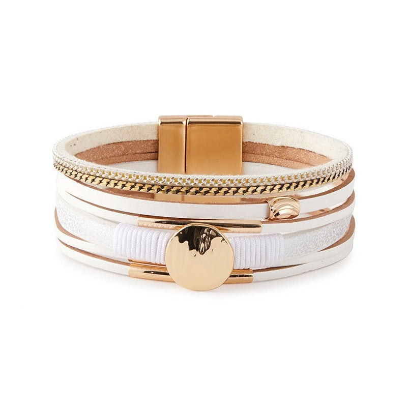 Round Vegan Leather Magnetic Bracelet B4290 - view 3