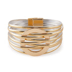 Circle Leatherette Magnetic Bracelet B4295 - view 2