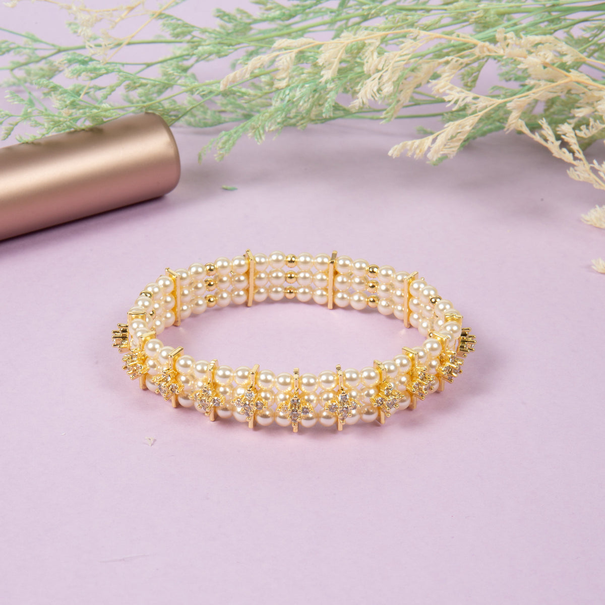 Flowers Cubic Zirconia Bracelet B4311 – view 2